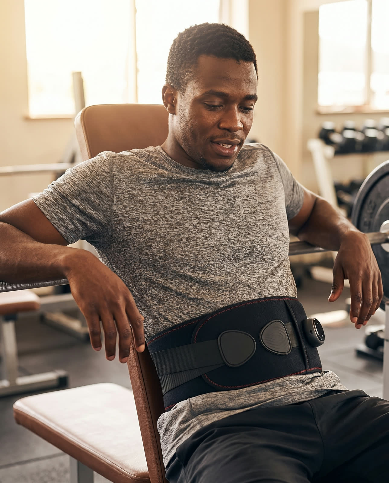 The belt on a gym bag after training